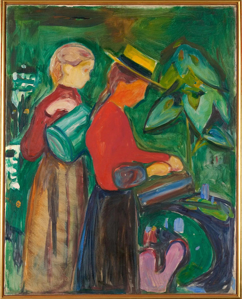 Piger der vander blomsterne (Frise Linde) - Edvard Munch