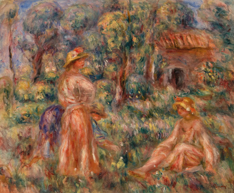 Piger i et landskab (Unge piger i et landskab) - Pierre-Auguste Renoir