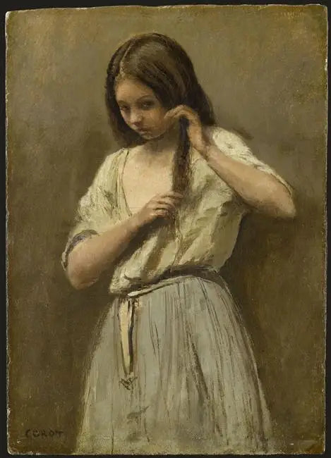 Pige ved sit toilet - Jean-Baptiste Camille Corot