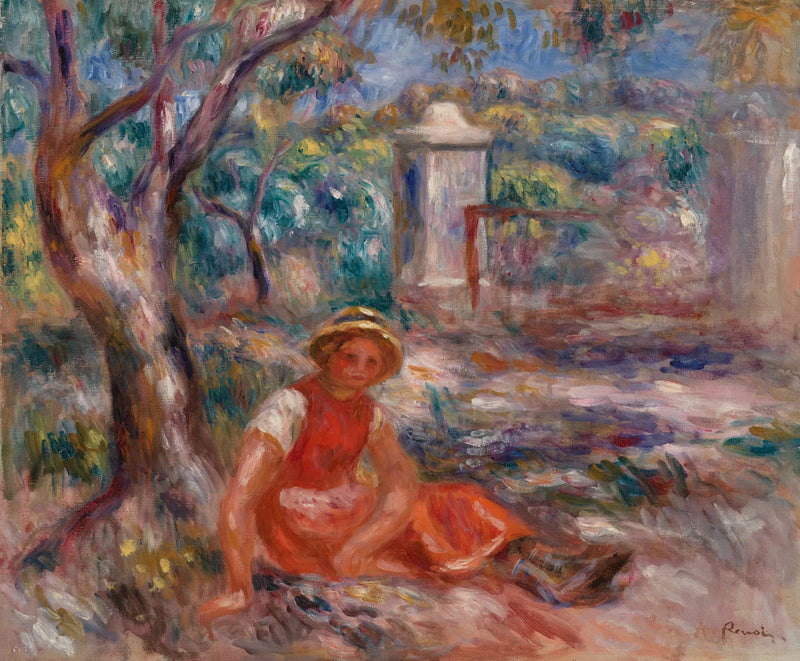 Pige ved foden af et træ (Pige ved foden af et træ) - Pierre-Auguste Renoir