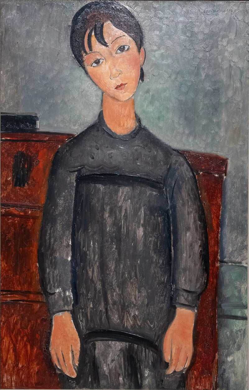 Pige stående i sort forklæde - Amedeo Modigliani