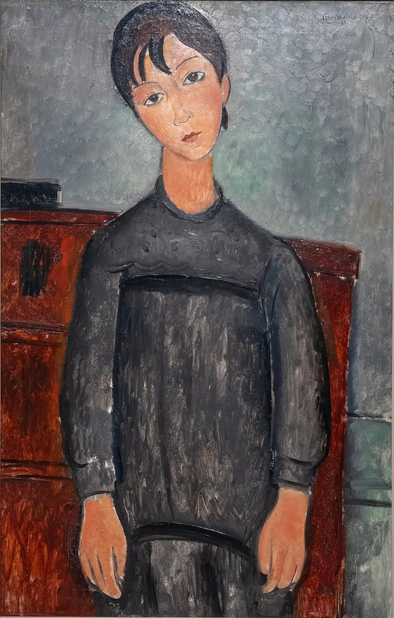 Pige stående i sort forklæde - Amedeo Modigliani