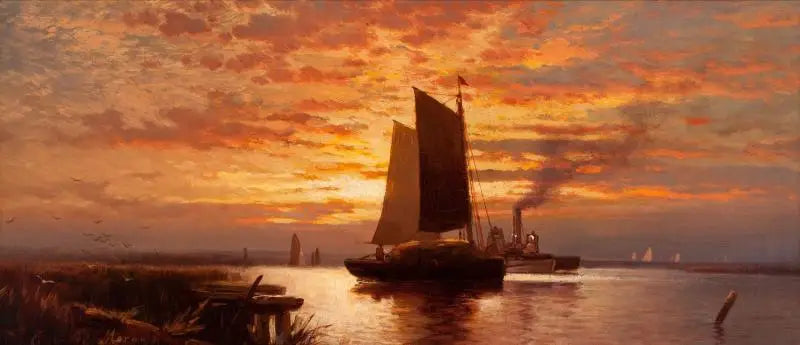Slutningen af dagen, New York havn - Edward Moran