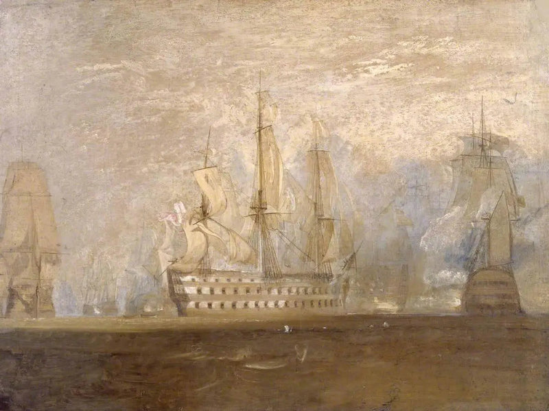Første skitse til 'Slaget ved Trafalgar' - J. M. W. Turner