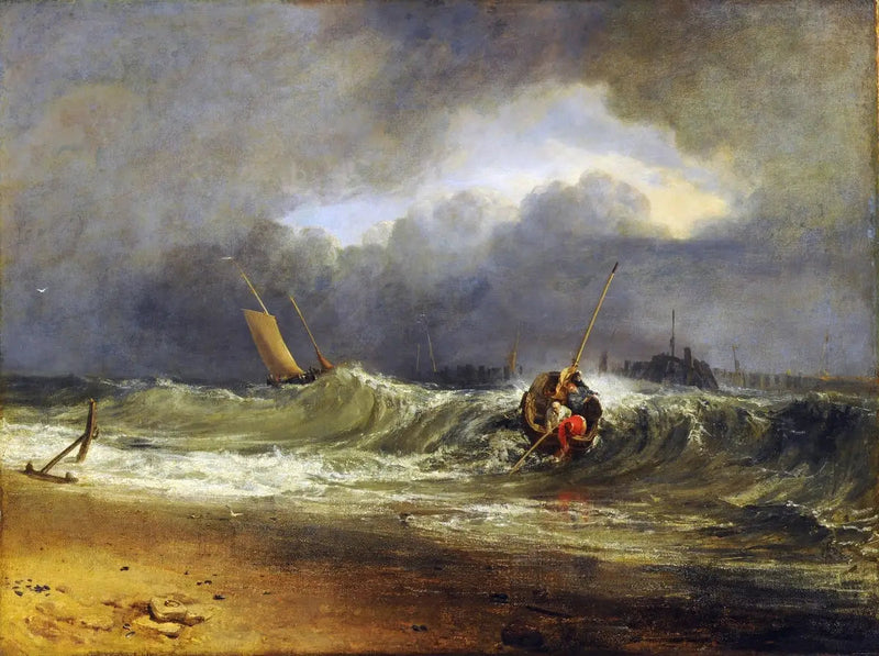Fiskere ved en lækyst i blæsende vejr - J. M. W. Turner