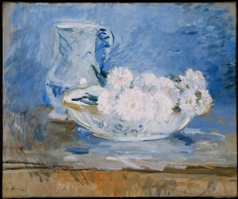 Hvide blomster i en skål - Berthe Morisot