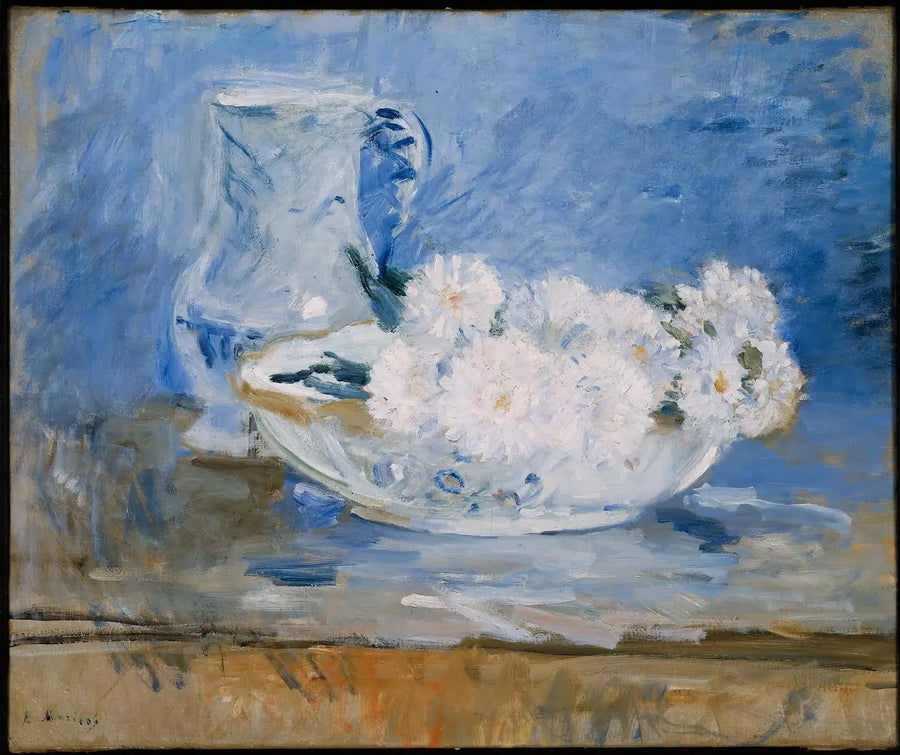 Hvide blomster i en skål - Berthe Morisot