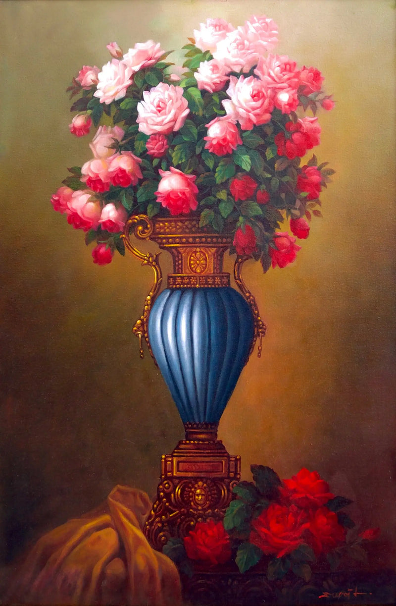 Blomster i en Antik Vase | 60 x 90 cm