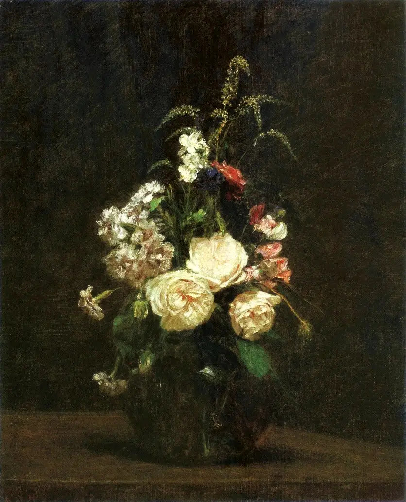 Blomster i en glasvase. - Henri Fantin-Latour