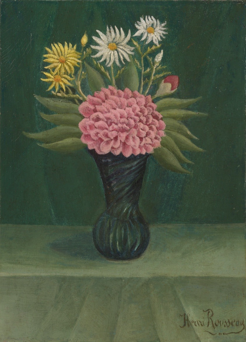 Blomster og dahlia i en vase - Henri Rousseau