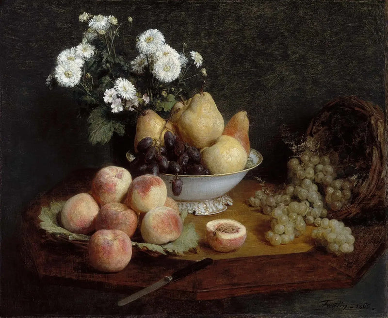 Blomster og frugt på et bord - Henri Fantin-Latour