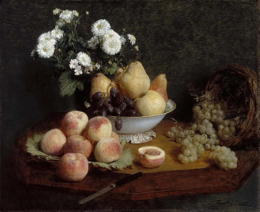 Blomster og frugt på et bord - Henri Fantin-Latour