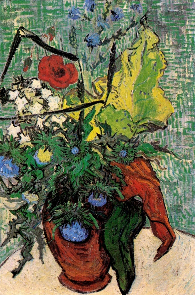 Vilde blomster og tistler i en vase - Vincent van Gogh