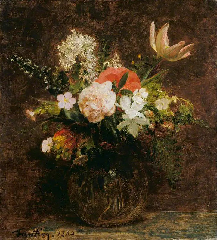 Blomster: Tulipaner, Azaleer og Roser - Henri Fantin-Latour