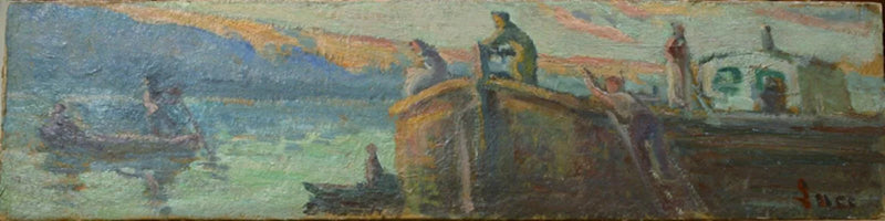 Flodlandskab med barnevogn og baby - Maximilien Luce