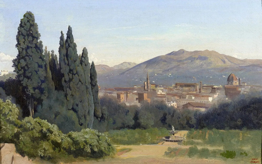 Florence, Udsigt over Boboli-haverne - Jean-Baptiste Camille Corot