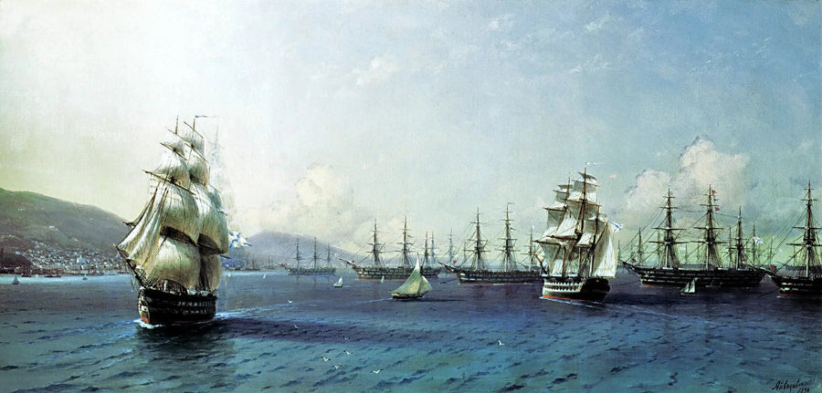 Sortehavsflåden i Theodosia-bugten, lige før Krimkrigen - Ivan Aïvazovski