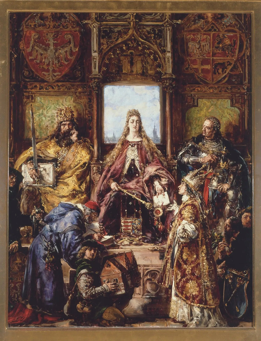 Fondation de l'Académie, 1361–1399–1400 efter vores tidsregning, fra serien « Civilisationshistorie i Polen » - Jan Matejko