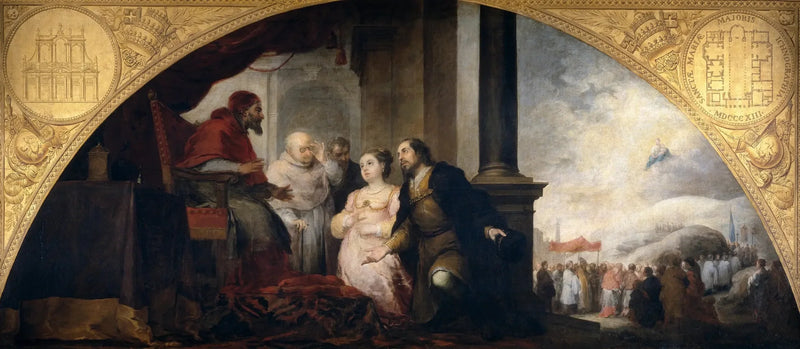 Fondation de Sainte-Marie-Majeure à Rome. Le Patricien raconte son rêve au Pape. - Bartolomé Esteban Murillo