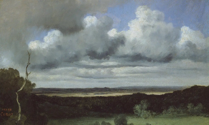 Fontainebleau – Torden over sletterne - Jean-Baptiste Camille Corot