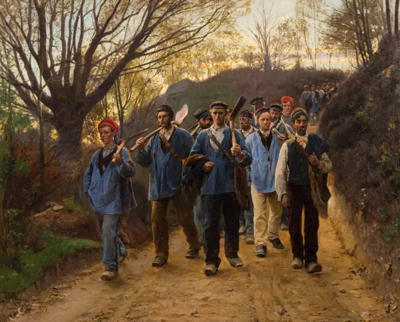 Franske skovarbejdere vender tilbage fra arbejde - Peder Severin Krøyer