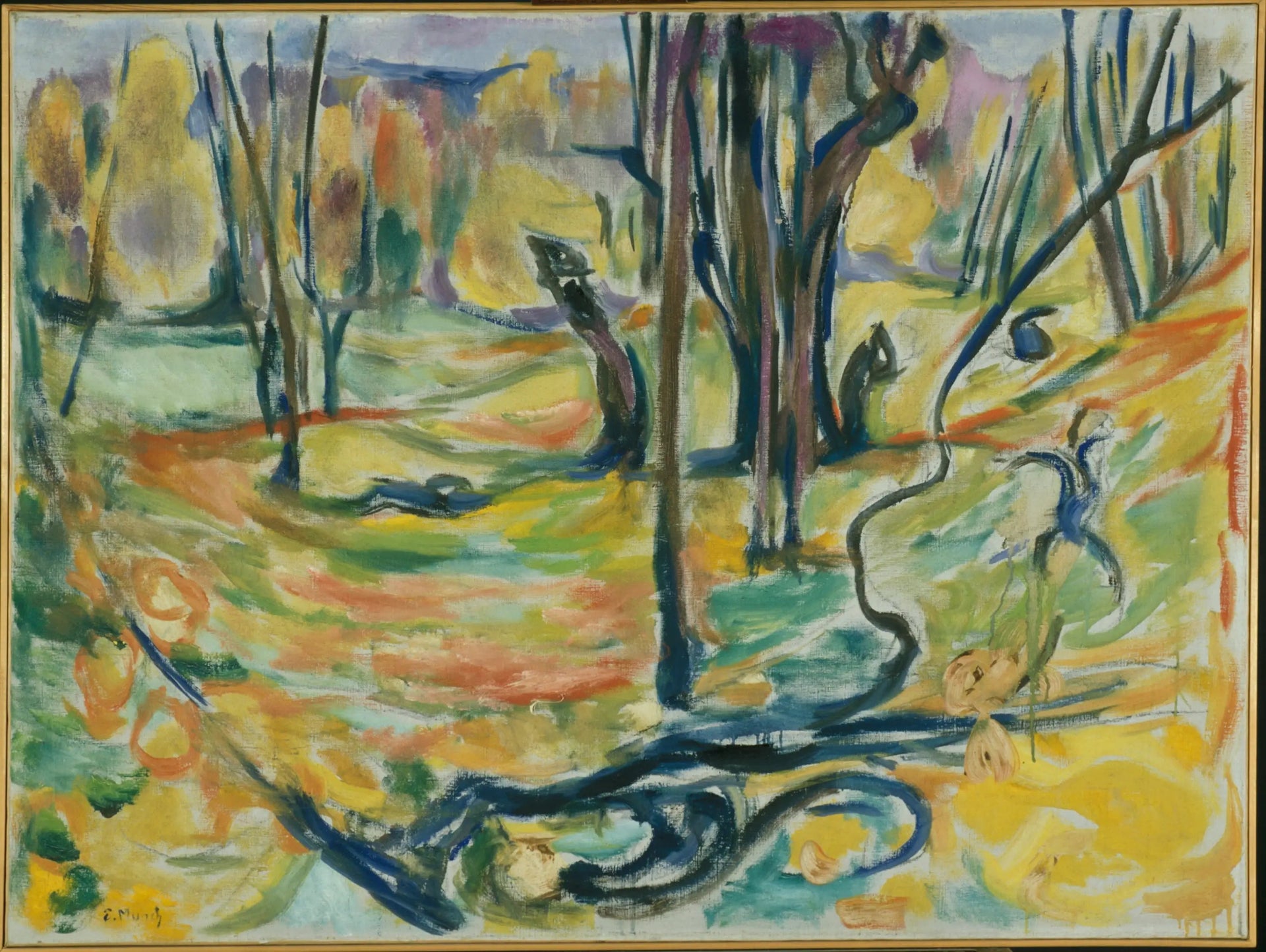 forêt d'ormes en automne - Edvard Munch image 1 copie de tableau peinte à la main