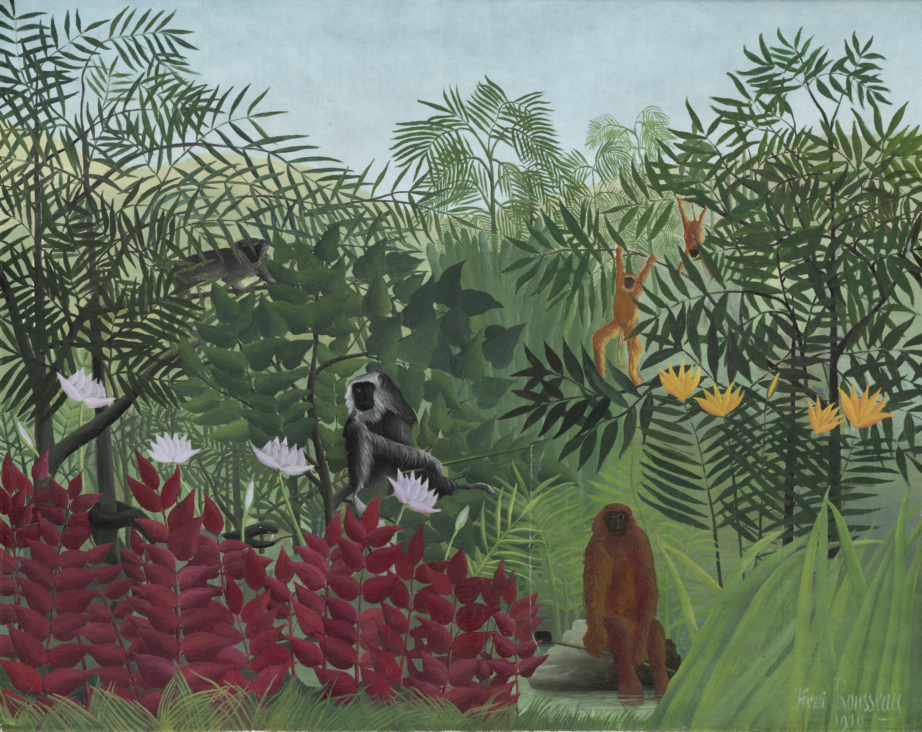 Tropisk regnskov med aber - Henri Rousseau