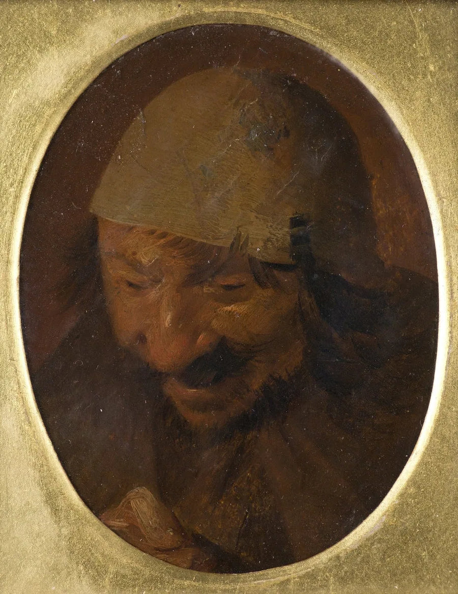 Fragment montrant la tête et une partie de la main droite d'un paysan - Adriaen Brouwer