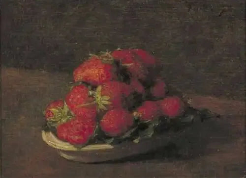 Jordbær på en lille porcelæns tallerken - Henri Fantin-Latour