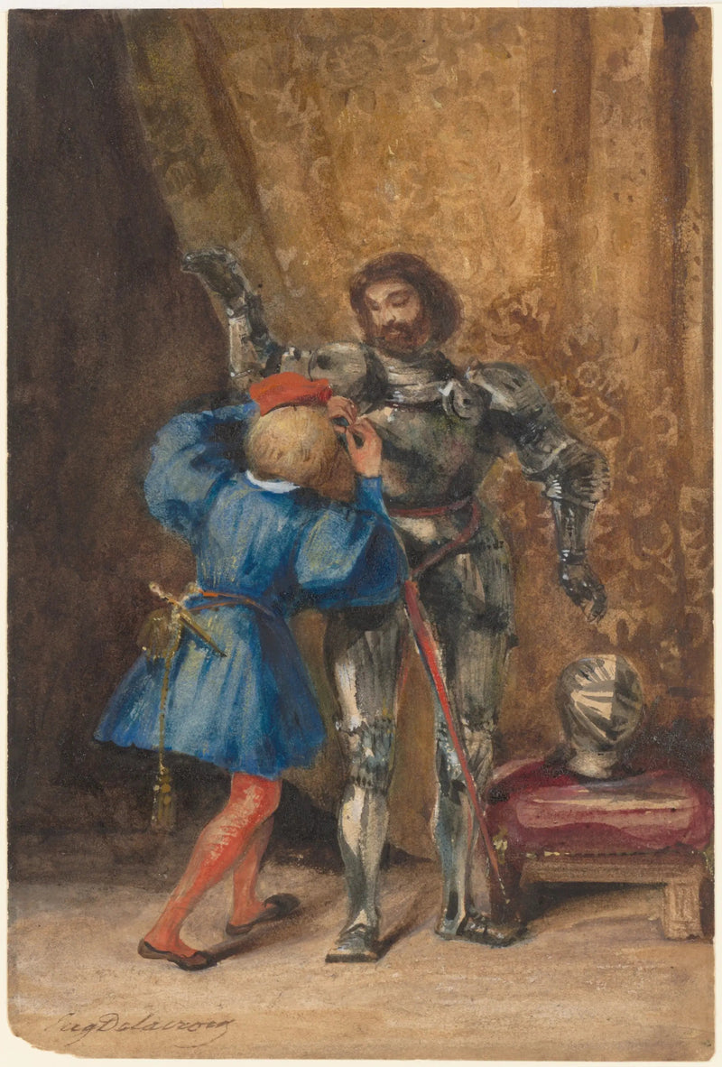 Franz Lerse eller Goetz von Berlichingen bevæbnet af en page - Eugène Delacroix