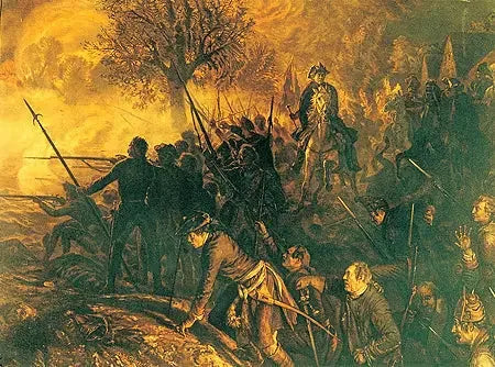 Frédéric og hans mænd ved slaget ved Hochkirch - Adolph von Menzel