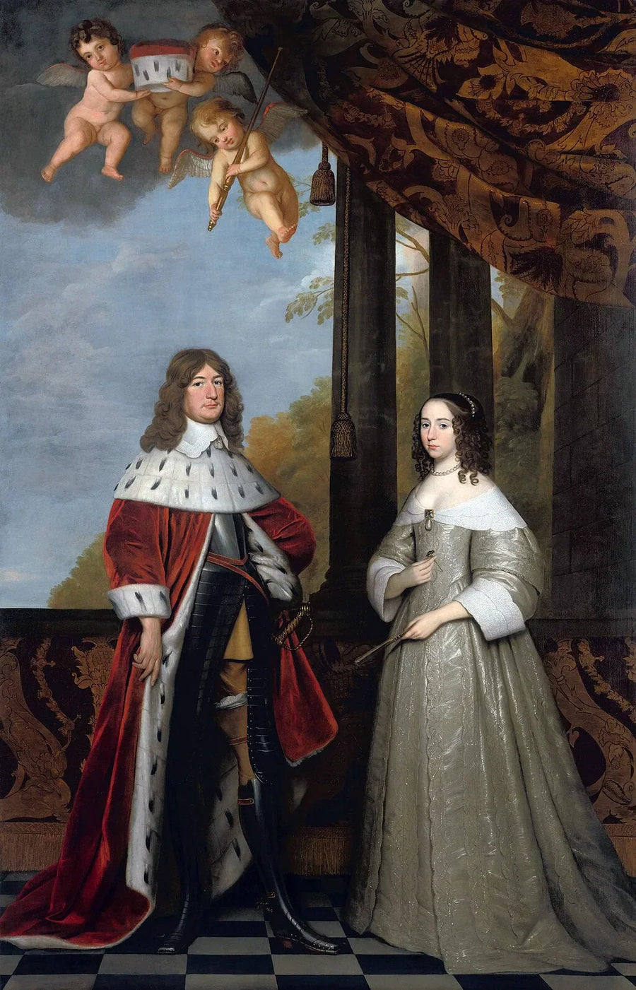 Frédéric-Guillaume (1620-1688), kurfyrste af Brandenburg, og hans hustru Louise-Henriette (1627-1667), grevinde af Orange-Nassau - Gerrit van Honthorst