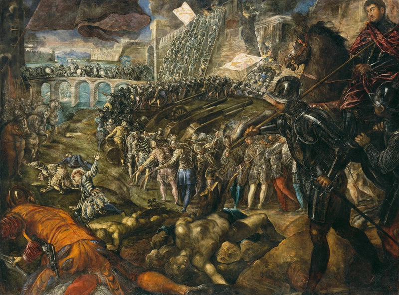 Frédéric II erobrer Parma i 1521. Maleri af Tintoretto, 1578/79, for hans søn Guillaume - Jacopo Tintoretto