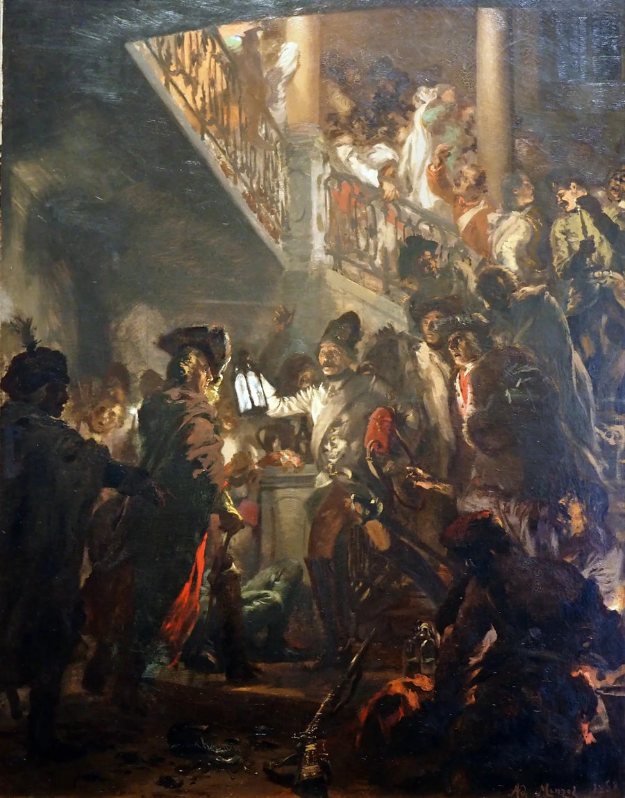 Frédéric le Grand à Lissa : Godaften, hr. - Adolph von Menzel