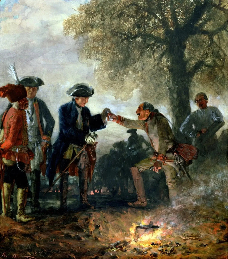 Frederiks den Store med Zieten ved lejr - Adolph von Menzel