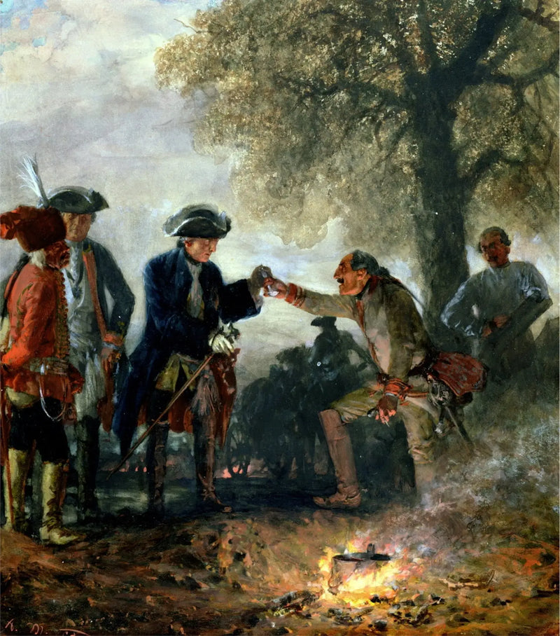 Frederiks den Store med Zieten ved lejr - Adolph von Menzel