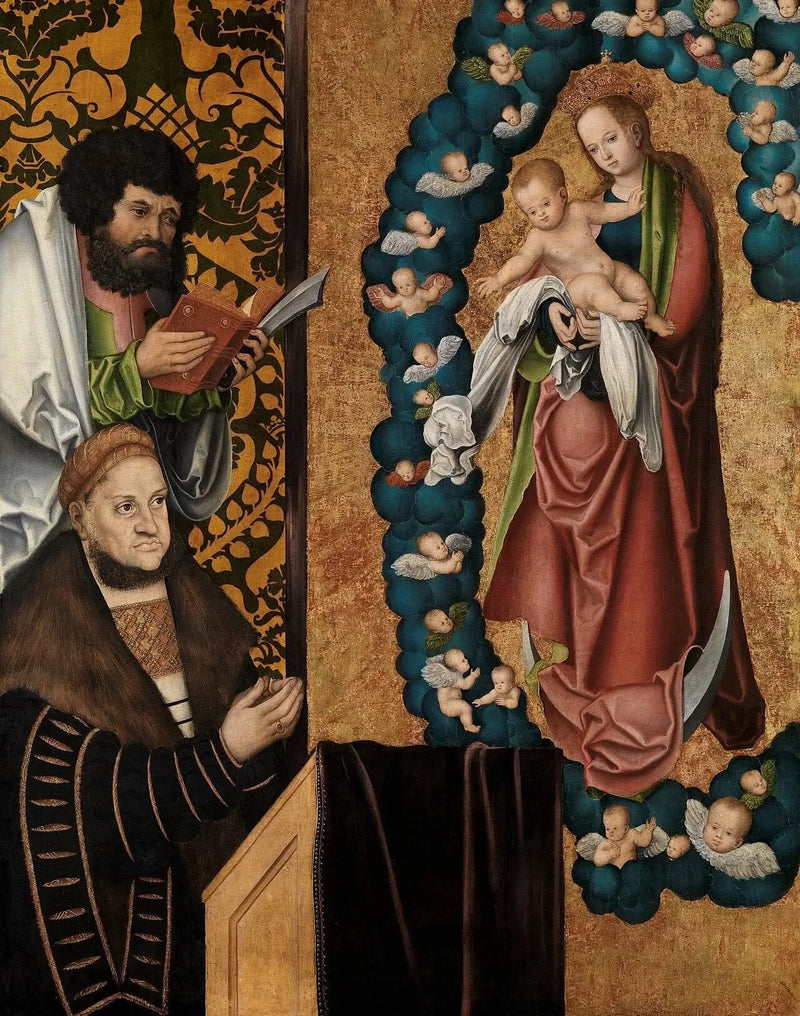 Frédéric le Sage i  ærbødighed for den apokalyptiske Guds Moder - Lucas Cranach den Ældre