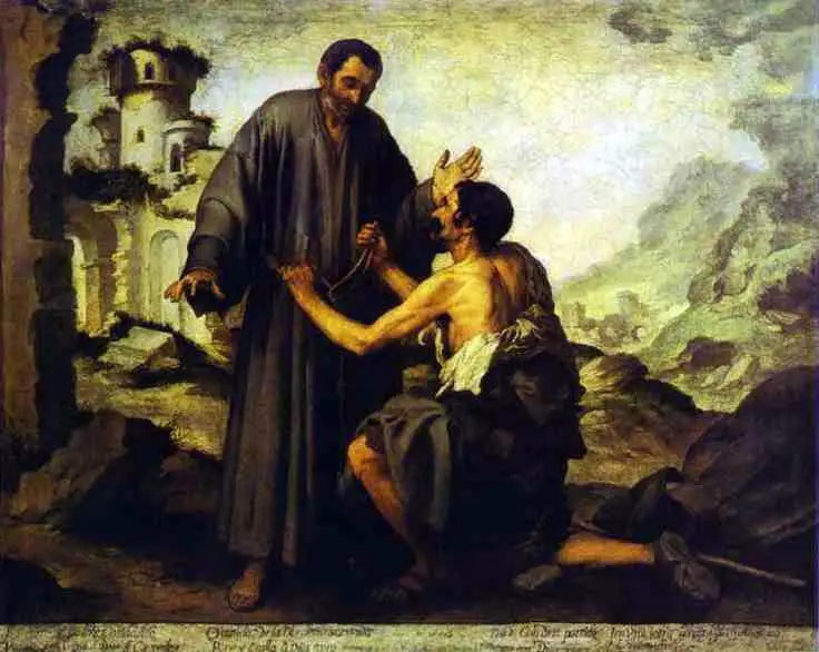 Bror Junipero og den fattige - Bartolomé Esteban Murillo