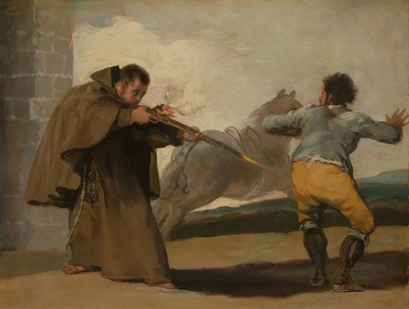 Bror Pedro skyder på El Maragato, mens hans hest flygter - Francisco de Goya