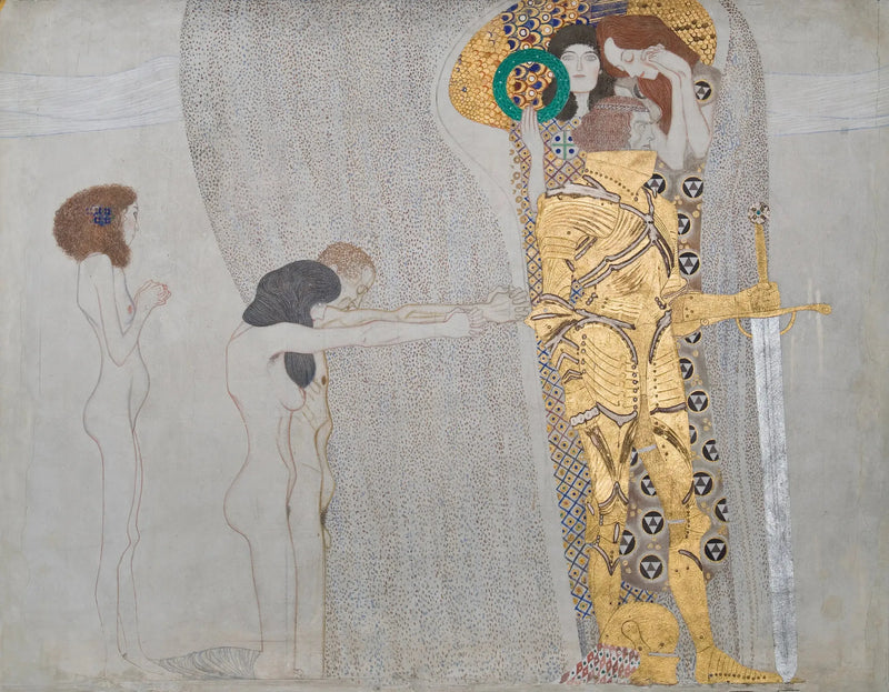 Beethoven frise (tavle 3, venstre væg): Ønske om lykke - Gustav Klimt