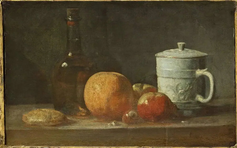Frugt, Flaske, Kande og Massepain - Jean Siméon Chardin