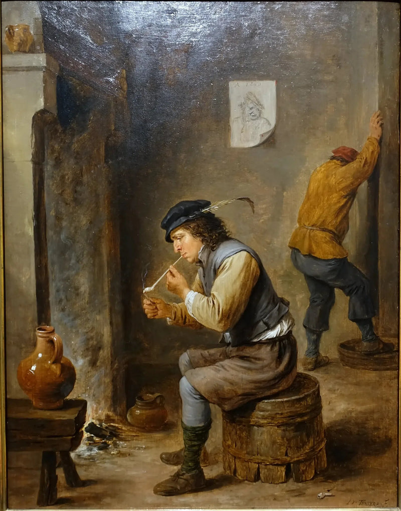 Røgmand nær en pejs - David Teniers den Yngre