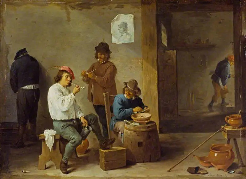 Rygere omkring en tønde - David Teniers den Yngre