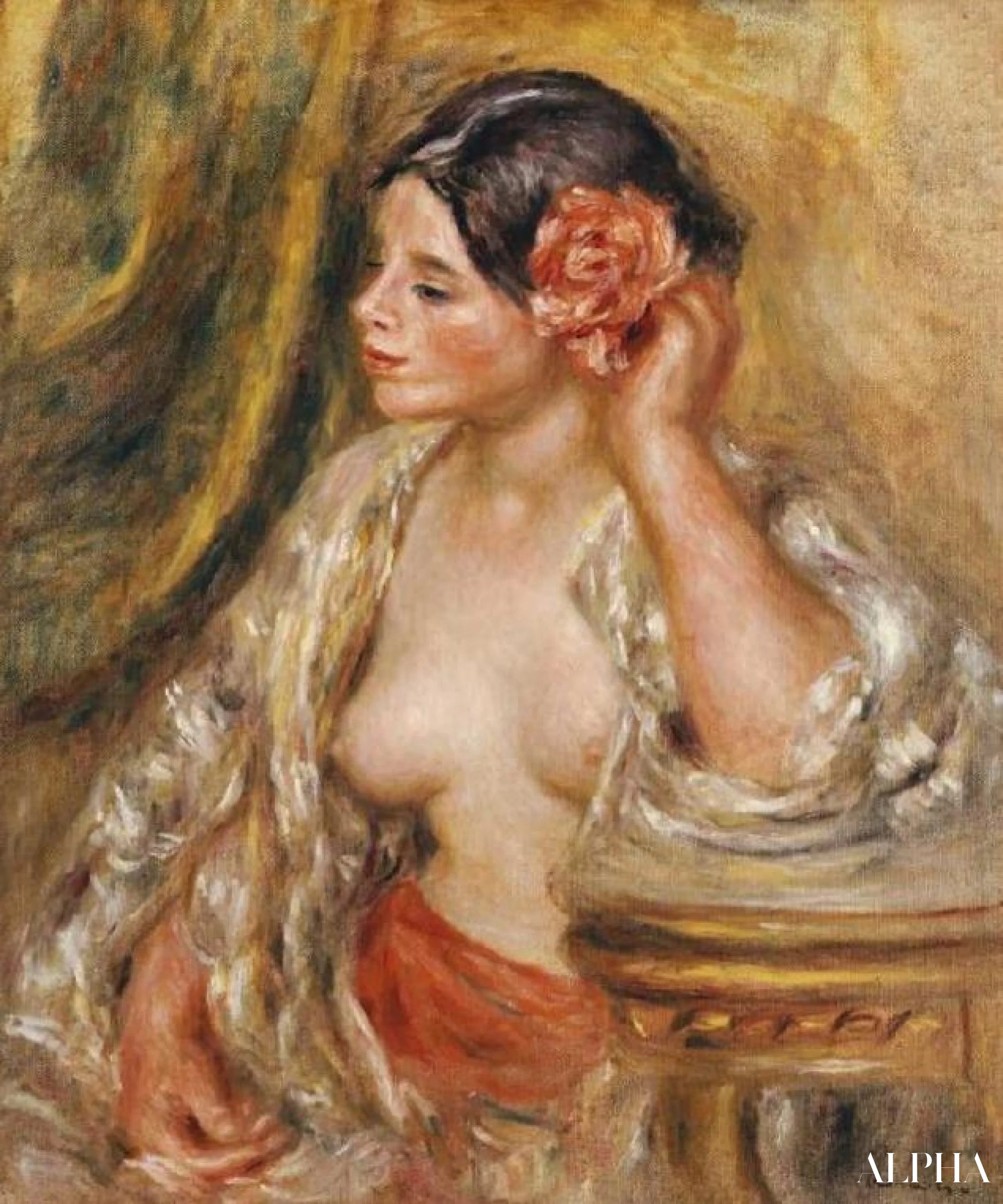 Gabrielle avec une rose dans les cheveux - Pierre-Auguste Renoir - Reproductions de tableaux et peintures haut de gamme