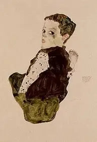Dreng siddende (Sitzender Knabe) - Egon Schiele