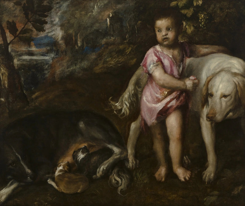 Dreng med hunde i et landskab - Titian