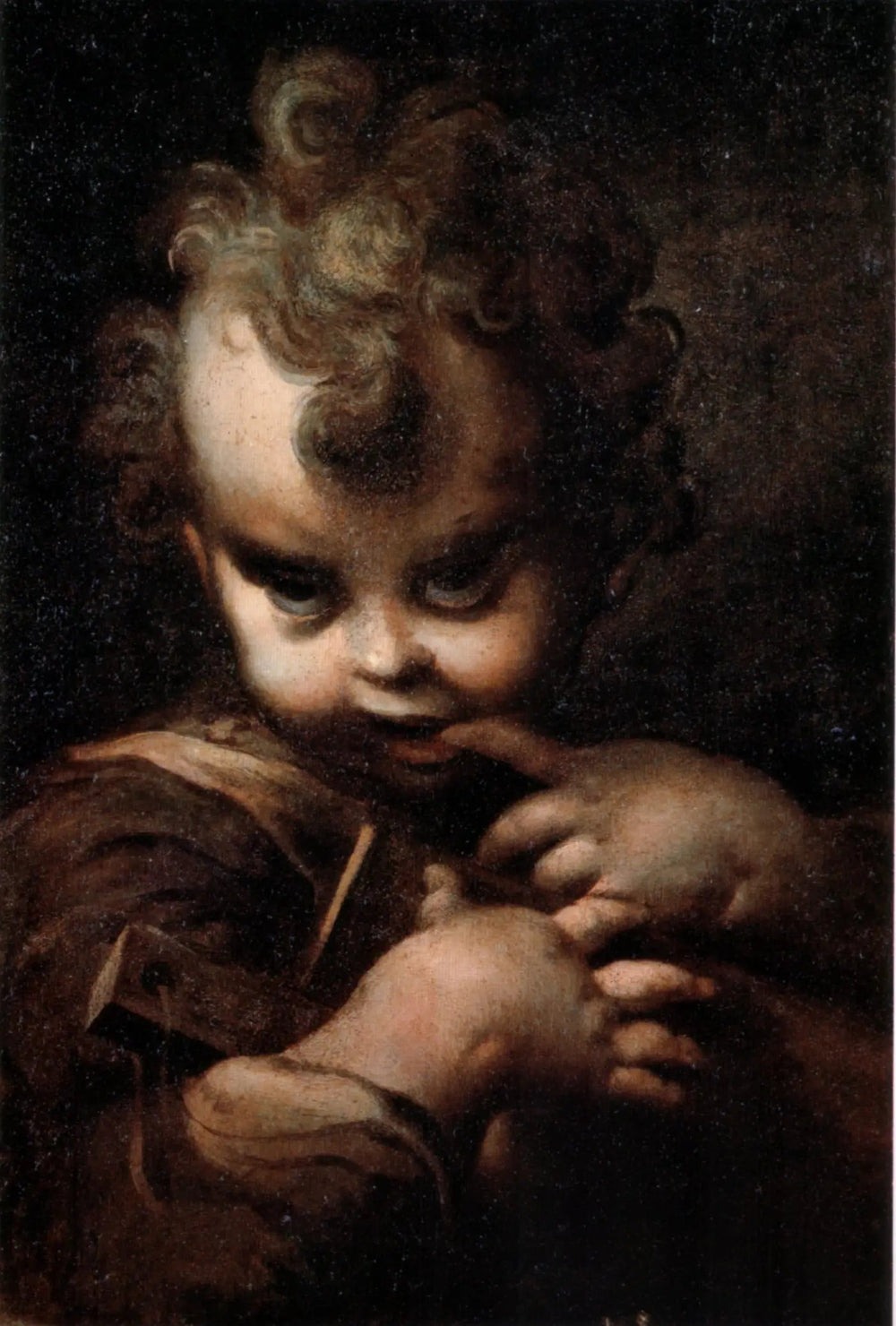 Garçon avec un doigt dans la bouche - Parmigianino image 1 reproduction de peinture à l’huile