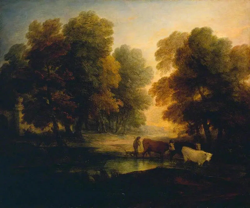 Dreng, der fører køer ved en swimmingpool - Thomas Gainsborough