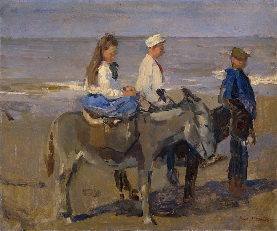 Dreng og pige på æsler - Isaac Israel