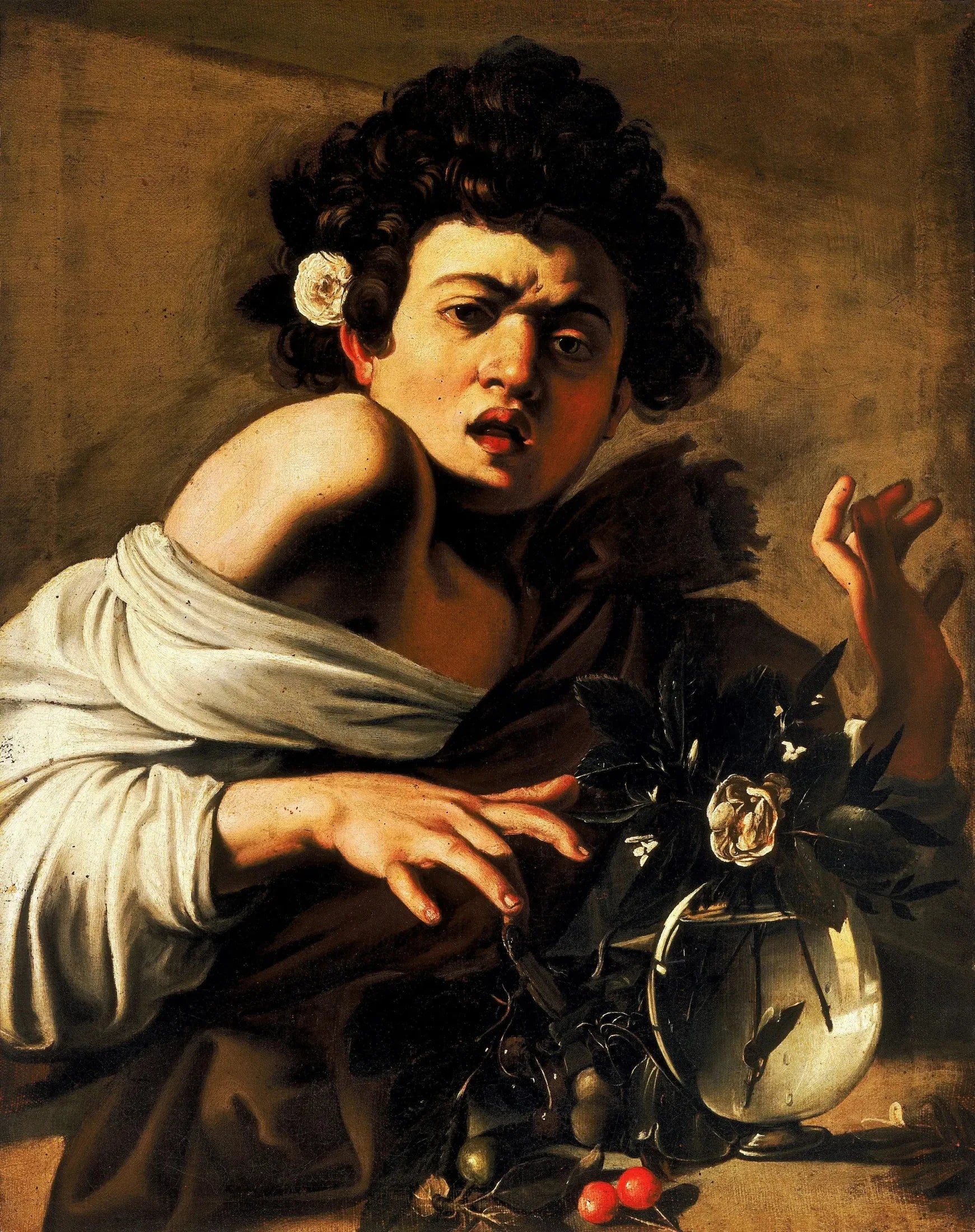 Reproduction du tableau « Garçon mordu par un lézard - Le Caravage » par Alpha Reproduction en peinture à l’huile